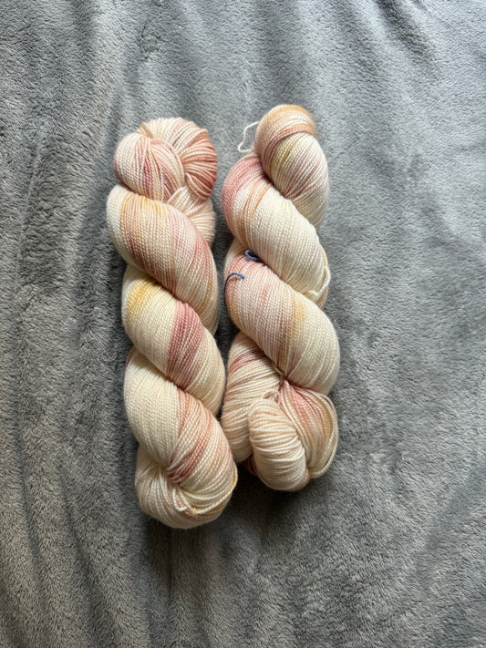 Pink and cream hand dyed yarn Bundle