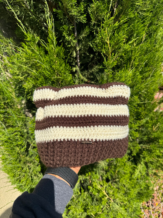 Brown & Tan Cat Ear Beanie