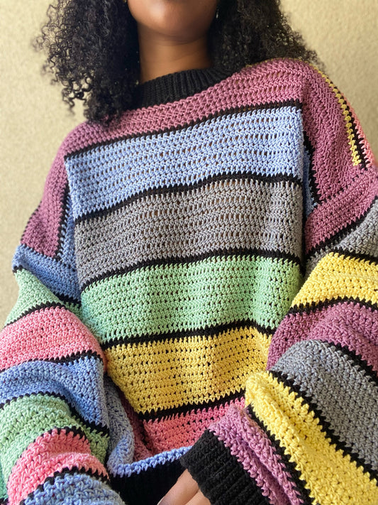 Candy Striped Crochet Sweater Pattern