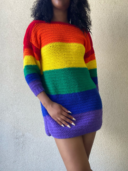 Rainbow Stripes Sweater Dress Pattern